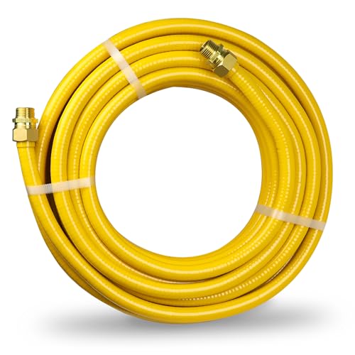 40FT 1/2 Inch CSST Flexible Gas Line | Corrugated Stainless Steel Tubing Natural Gas Hose with 2 Male | Fittings for Dryer Stove Heater Gas Propane