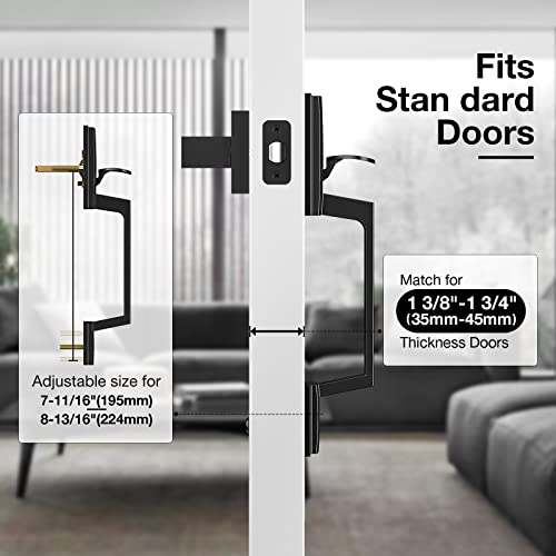 Brightify Black Front Door Handle, Matte Black Exterior Door Handle With Door Lever, Modern Front Door Lock Set, Adjustable Deadbolt Lock Set With Single Cylinder, Reversible For Right&Left Handed #TOP2