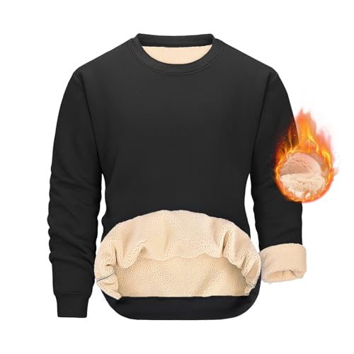 TOMEEK Felpa Uomo Senza Cappuccio Inverno Felpa Pile Uomo Girocollo Maglione Termico Manica Lunga Casual Pullover Felpa da Lavoro Sportivo Top(Nero,XL)