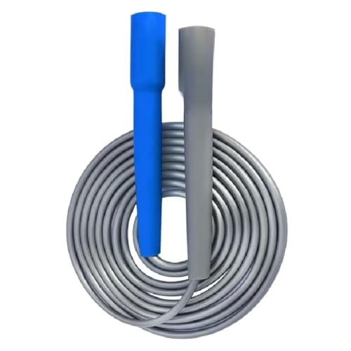 BAPTIZO Professional Jump Rope, 3 Metre Length, Adjustable PVC Cable with Ergonomic Handles, Black (GREY/BLUE)