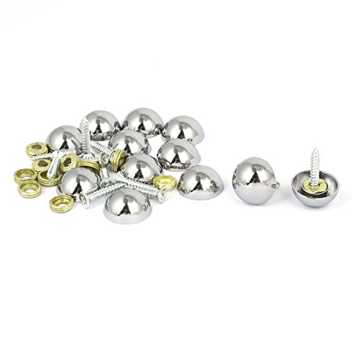 Aexit 20mm Dia Quality Parts Head Metal Semicircle Screw Type Glass Mirror Nail Silver Tone 12pcs Model:17as471qo599