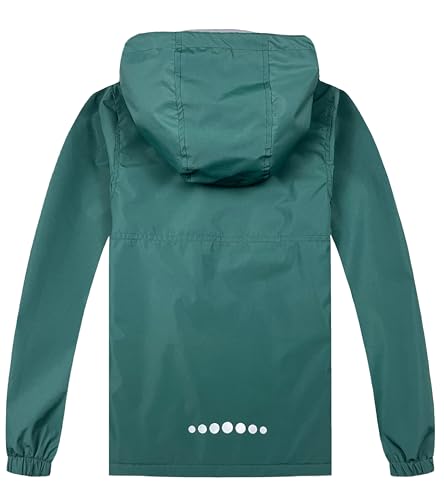 Image of Boys Girls Rain Jackets Waterproof Hooded Fleece Raincoats Lightweight Windbreakers for Kids