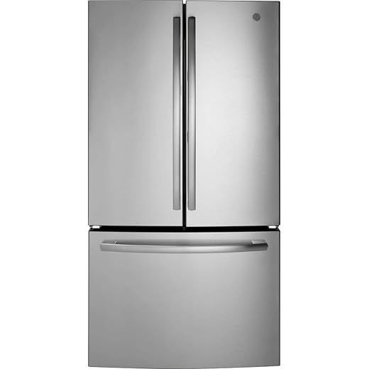 GE GNE27JYMFS 36" French Door Refrigerator with 27 cu. ft. Total Capacity Energy Star LED Lighting Internal Water Dispenser Spill-Proof Shelves in Fingerprint Resistant Stainless Steel