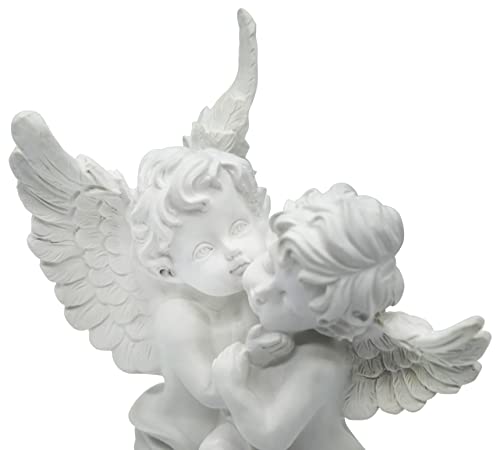 FeinKnick Lovely Angels, Angel Pair Figure 10"/25cm Tall Made of Resin in White - Image 3