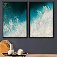 2 Piece Framed Canvas Wall Art Coastal Beach Canvas Prints Home Artwork Decoration for Living Room,Bedroom - 16