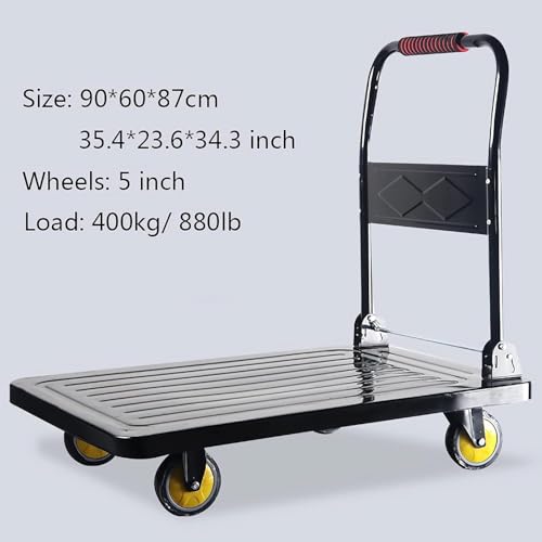 Carrito de plataforma metálica con ruedas giratorias y asa plegable miniatura 2
