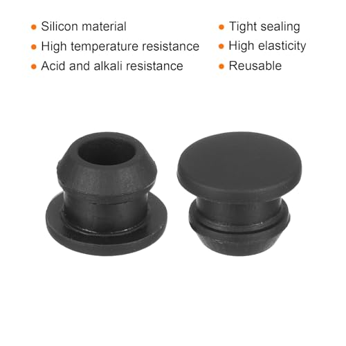 Image of MECCANIXITY Silicone Snap in Locking Hole Plugs,Rubber Panel Seal Cover Flush Type Panel Round for Kitchen Rubber Bulkheads Waterproof Sealing Plugs 8mm /0.31 Inch Diameter Black,Pack of 50
