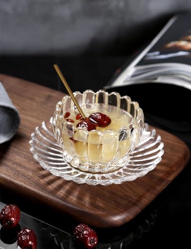 Image of WRINGO Glass Bowl for Kitchen Prep, Dessert, Dips, and Candy Dishes, Cake, Snack Serving Bowl and Plate Set of 2 Or Nut Bowls, and Microwave Safe Clear Glass Bowls for Storing Size 5 Inch (WR-01)