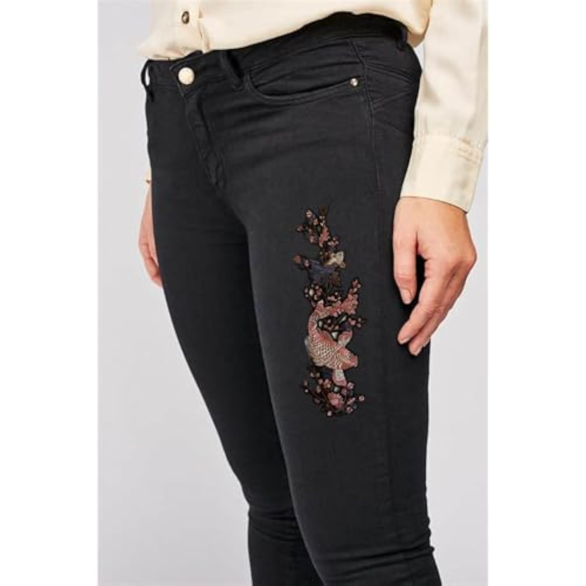 Patch Heat-Transfer Japanese Crane Sakura Flower Embroidered