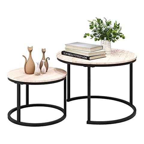 DUMEE Round Nesting Coffee Tables Set Cover