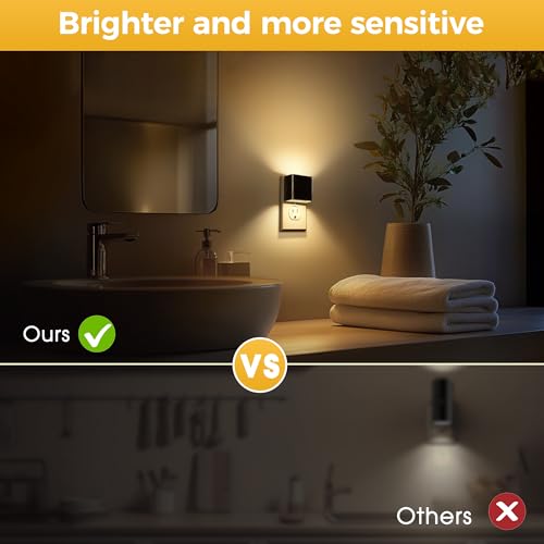 Image of L LOHAS LED Night Light 2 Pack, Night Lights Plug into Wall, Dusk to Dawn Sensor, Soft White 3000K, 0-100LM Adjustable Brightness, Dimmable NightLight for Bathroom Hallway Kitchen