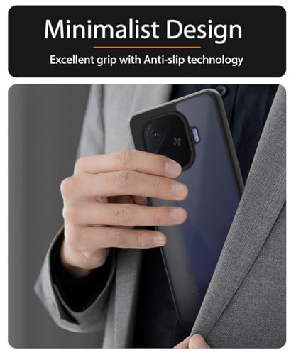 Image of WOW IMAGINE Translucent Hybrid Back Case Cover for iQOO Neo 10R 5G Smoked Matte Back | Shock Proof 360 Degree Protection | Protective Hard Case - Matte Black