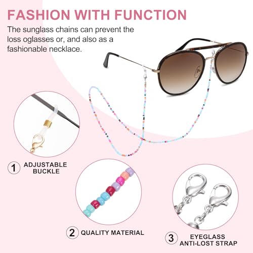 Image of uxcell Eyeglass Chains for Women, Eyeglass Holder Bead Chains Adjustable Sunglasses Lanyards Holder Chains for Glass