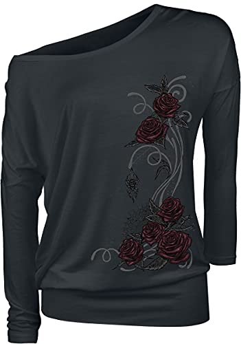 Gothicana by EMP Haut Manches Longues Noires Ras-du-Cou avec Imprimé Femme T-Shirt Manches Longues Noir M Cover
