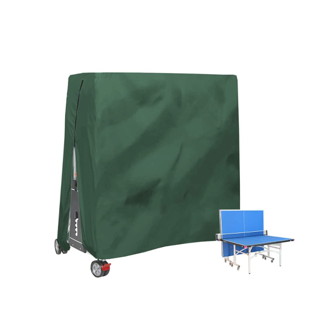 J&C Table Tennis Cover, 420D Ping Pong Table Cover Waterproof, Outdoor Table Tennis Covers, Heavy Duty Ping Pong Table Cover for Outside (Green)