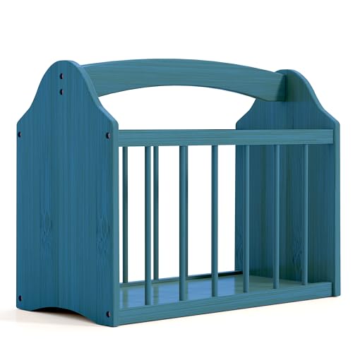 Aggloz | Magazine Rack, Robust Bamboo, with Handle, for Newspapers, Newsletters, Crosswords, Newspaper Shelf – Storage, etc (Grey)