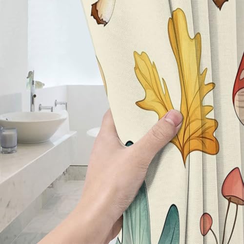 Rideau de douche aquarelle champignon en tissu polyester imperméable 150x180cm
