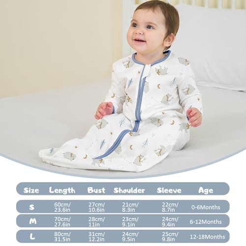 Image of Miracle Baby Long Sleeve Sleep Sack 2-Pack, 100% Cotton Wearable Blanket Baby Sleeping Bag for Newborn Infant Toddler
