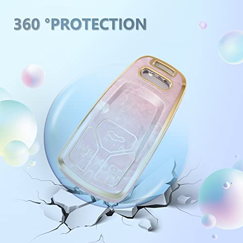 Sweetbond Key Fob Cover For Audi A4 S4 Rs4 A5 F5 S5 Rs5 A6 A7 A8 S8 Q2 Q5 Sq5 Q7 Sq7 Tt Tts Ttrs R8, Fashion Key Shell With Diamond Gold Keychain (Pink) #TOP2