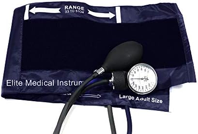 EMI Aneroid Sphygmomanometer Manual Blood Pressure Navy Large Adult Cuff (Large Adult - Navy)