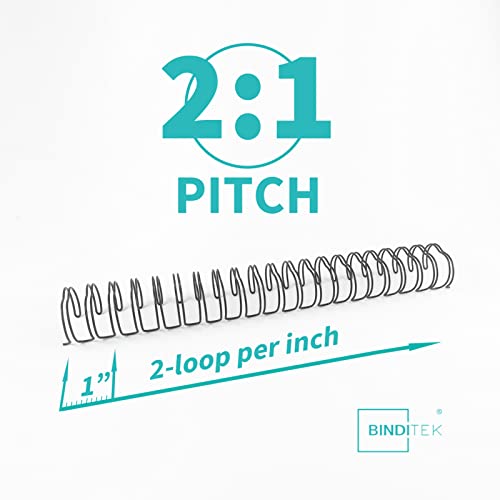 Binditek 50 Pack Double Loop Wire Binding Spines, 5/8Inch Binding Wire for Letter Size, 2:1 Pitch, 140 Sheet Capacity, 21-Loop, Black, for Students and Coworkers - Thumbnail 3