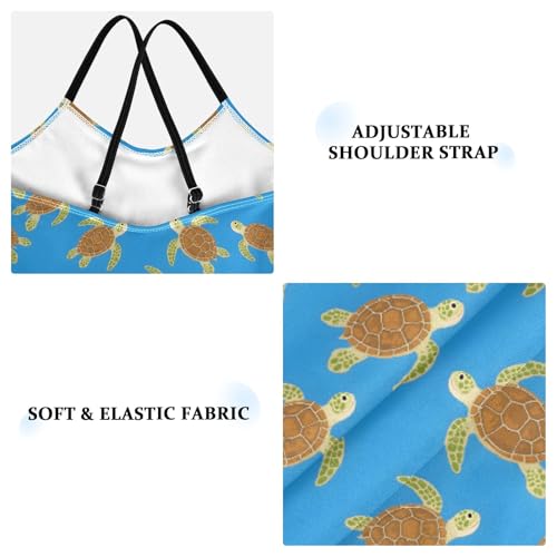 senya Girls Swimsuits One-Piece Swimwear Tie Bathing Suit Beach Summer Round Neck 7-8T Sea Turtles Pattern3