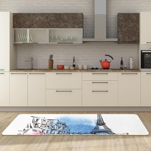 Alfombras de cocina de la Torre Eiffel para decorar y proteger tu lavandería y pasillo 3