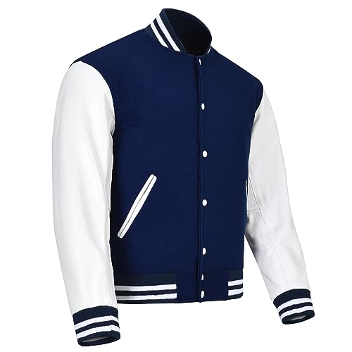 Image of Varsity Jacket Baseball Letterman Jacket- Wool and Leather Premium Quality Unisex Basketball Jacket
