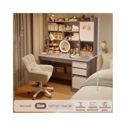 Tocador con espejo y taburete para dormitorio con cajones de gran capacidad 4