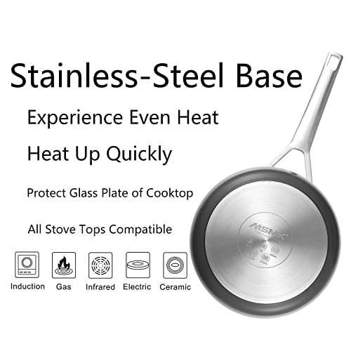 Msmk 12 1/2 Inch Non Stick Frying Pan With Lid, Stay-Cool Handle，Scratch-Resistant, Peeling-Resistant Skillet - Dishwasher & Oven-Safe To 700°F Fry Pan, Induction, Ceramic And Gas Cooktops #TOP3