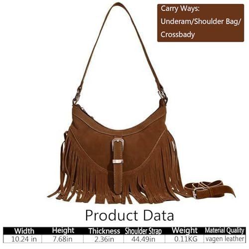 Amzufs Western Purses For Women,Small Fringe Crossbody Bag With Wrist Strap Mini Hipppie Shoulder Bag With Tassel2