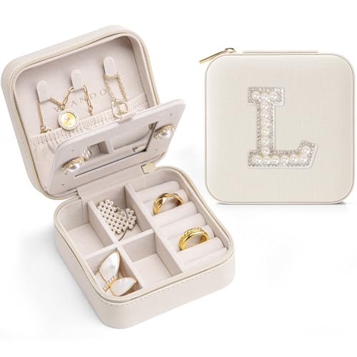 Vlando Wedding Gifts for Women, Jewelry Box, Bridal Shower Gifts, Bridesmaid Gifts for Wedding Day Bride Gifts, Personalized Jewelry Case - Letter L,