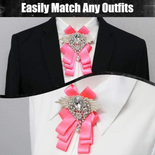 Image of Luckyvestir Womens Mens Bow Tie Ribbon Black Rhinestone Bow Ties Men Large Crystal Bowknot Bowtie for Wedding Party Banquet