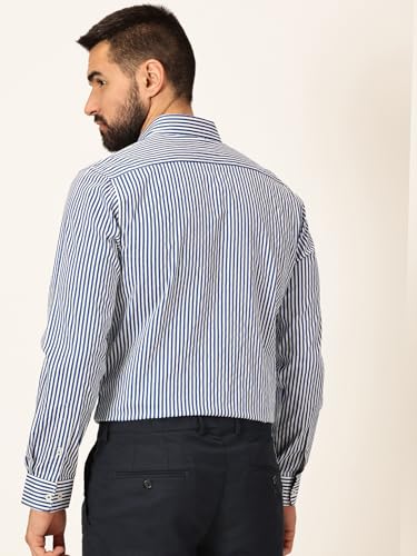 Image of Thomas Scott Men's | Stripes | Full Sleeve | Slim Fit | 100% Cotton | Cutaway | Formal Shirt