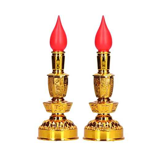 CHICIRIS Lámpara de vela, 2 piezas LED retro budista lámpara de loto decoración china (vela eléctrica brillante individual)