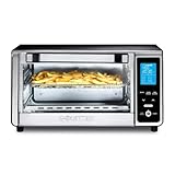 Gourmias Digital Air Fryer Toaster Oven Combo - 4-Slice Countertop Stainless Steel Oven with 11 Cooking Functions, 1000W Fry Force 360° Technology, Dishwasher-Safe Parts
