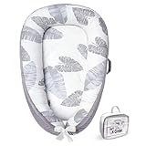 Baby Lounger for Newborn 0–24 Months, Baby Pillow & Baby Nest Lounger, Organic Cotton Breathable Infant Pillow, Portable Baby Nest for Home & Travel (Grey)