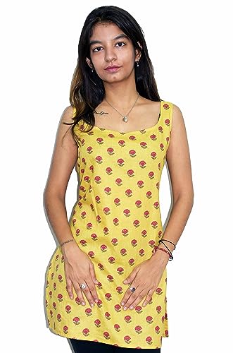 Image of JAIPUR HAND BLOCK Sleeveless Broad Neck Kurti Top S22SF