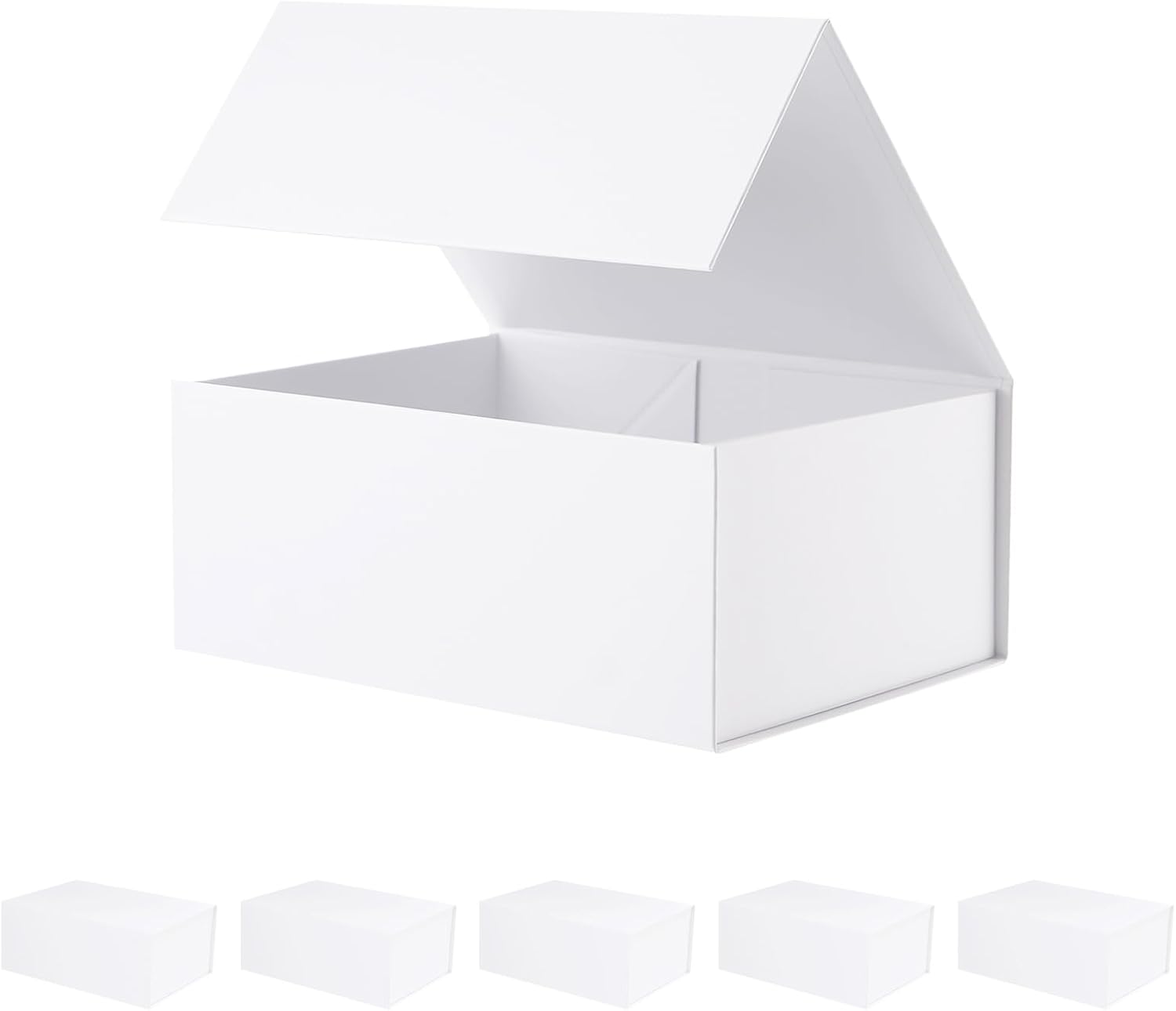 BLK&WH 6 Gift Boxes 9x6.5x3.8 Inches, White Gift Boxes, Gift Boxes with Lids, Bridesmaid Proposal Boxes, Collapsible Gift Boxes for Gift Packaging (Matte White) 9x6.5x3.8-White-Pack 6