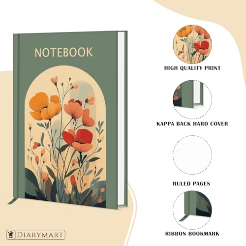 Image of Hard Bound Notebook for Girls & Women | A5 Ruled Journal | 192 Pages | 80 GSM Premium Paper | Designer Laminated Cover | Ribbon Bookmark | Notebook for School, College, Office, Journaling & Note Taking (DM4008)