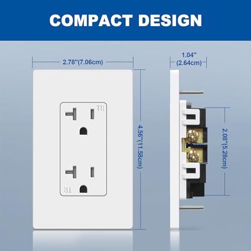 Image of CML 50 Pack 20 Amp Decorator Receptacle Outlet with Screwless Wall Plate