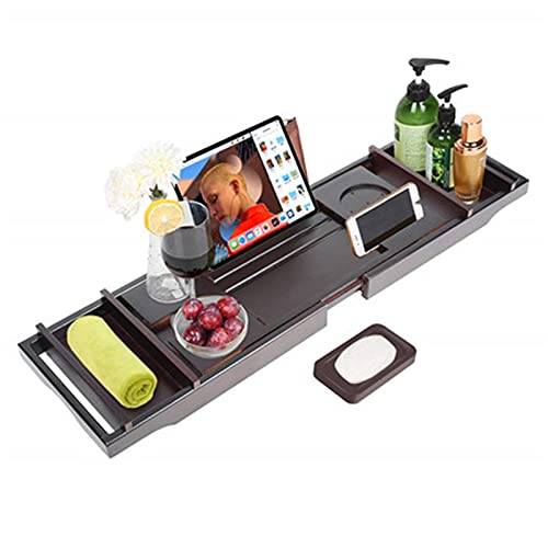 Support de baignoire télescopique en bois massif marron pour un bain relaxant de style européen