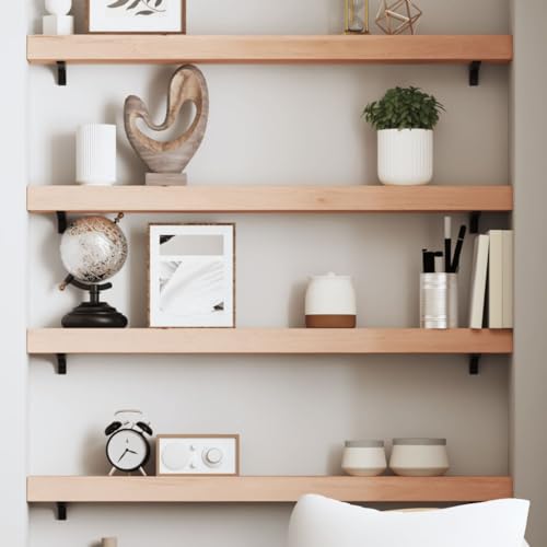 Étagère murale en chêne massif brut au design épuré et robuste 100cm - 2