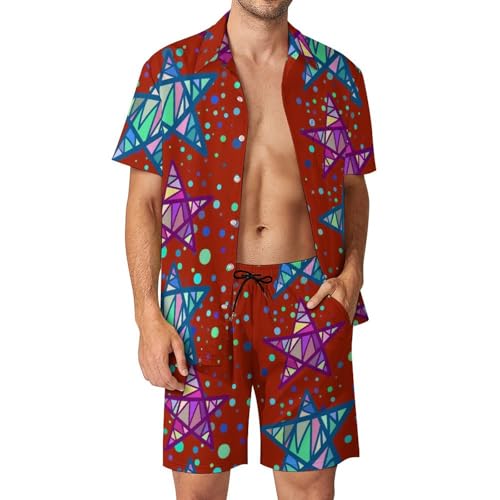 Chemise Hawaïenne Hommes avec Short et Pantalon de Plage Étoile Bleue Violette S