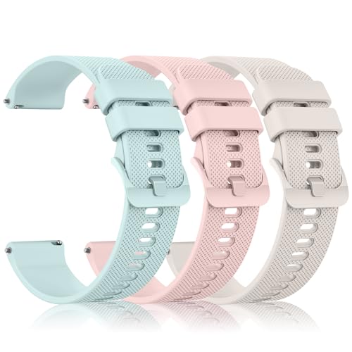Yisica 3 Piezas Correa para 20mm Reloj Inteligente Hombre Mujer, Liberación Rápida de Silicona Suave Pulseras de Repuesto