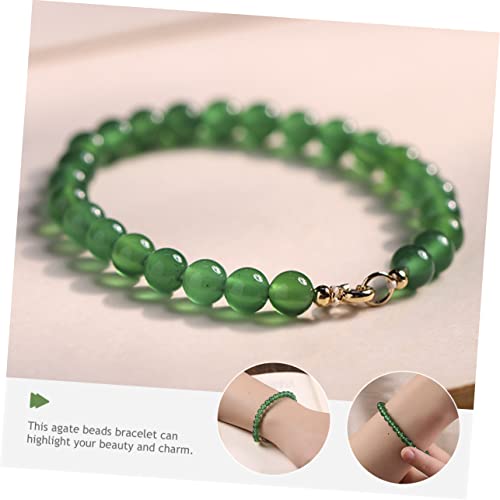Bracelet de perles vertes en agate véritable, collier chic d'exception