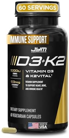 JYM D3 + K2 with 5000iu D3 & 100mcg of Vitamin K2 as MK-7, Bone, ...