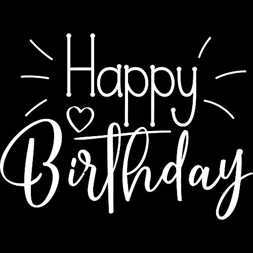 Decal Stickers of Happy Birthday (White) (Set of 2) Luxury Weatherproof Vinyl Decal Stickers for Laptop Desktop Smartphone Car Dirt Bike Wall Room Mason Jar Bathtub Door - ANDsticd46745WH