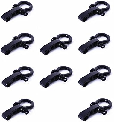 Hewnda 10 Sets Zinc alloy Bow Shackle Umbrella Rope,Adjustable D Umbrella Rope Bracelet Buckle Survival D Shape