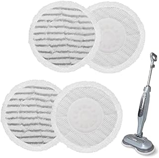 S6002UK Replacement Steam Mop Pads for Shark Steam & Scrub Automatic Steam Mop 4 Washable & Resuable Rotating Power Pads for All Hard Floor
